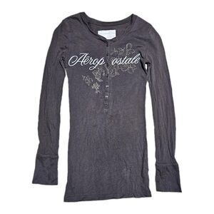 y2k grunge gyaru brown aeropostale long sleeve shirt